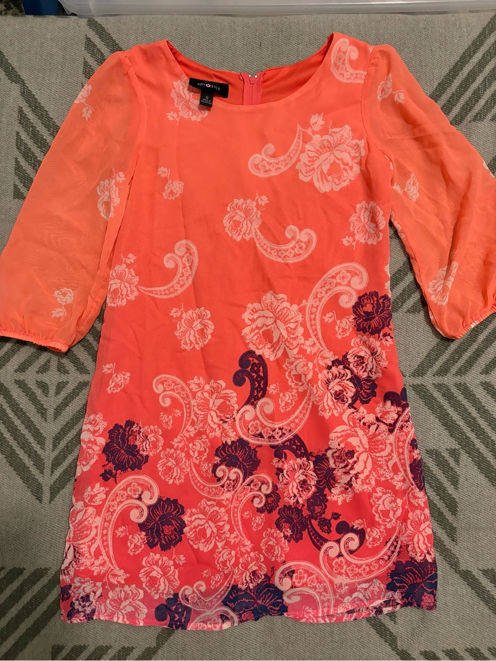 Amy Byer Coral and Purple Floral Shift Dress